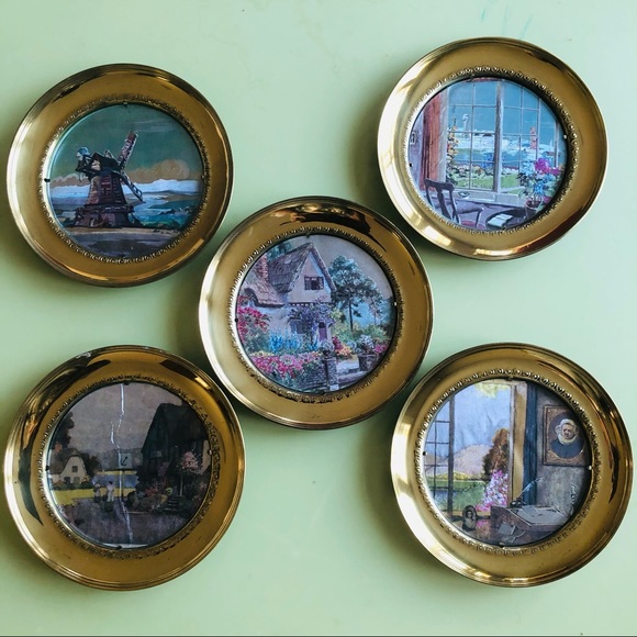 5 Cottagecore Vintage Solid Brass English Scenery - Picture 8 of 10
